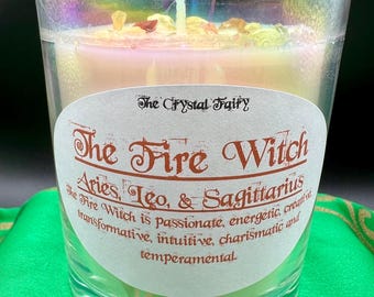 The Fire Witch Candle, Zodiac Candle, Aries, Leo, Sagittarius