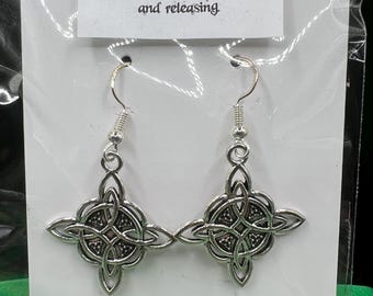 Witch Knot Earrings, Celtic Protection Symbol, Four Elements Jewelry
