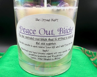 Handmade Organic Soy Wax Candle, Amethyst, Lavender, Eucalyptus, Wild Heather Thyme Scent
