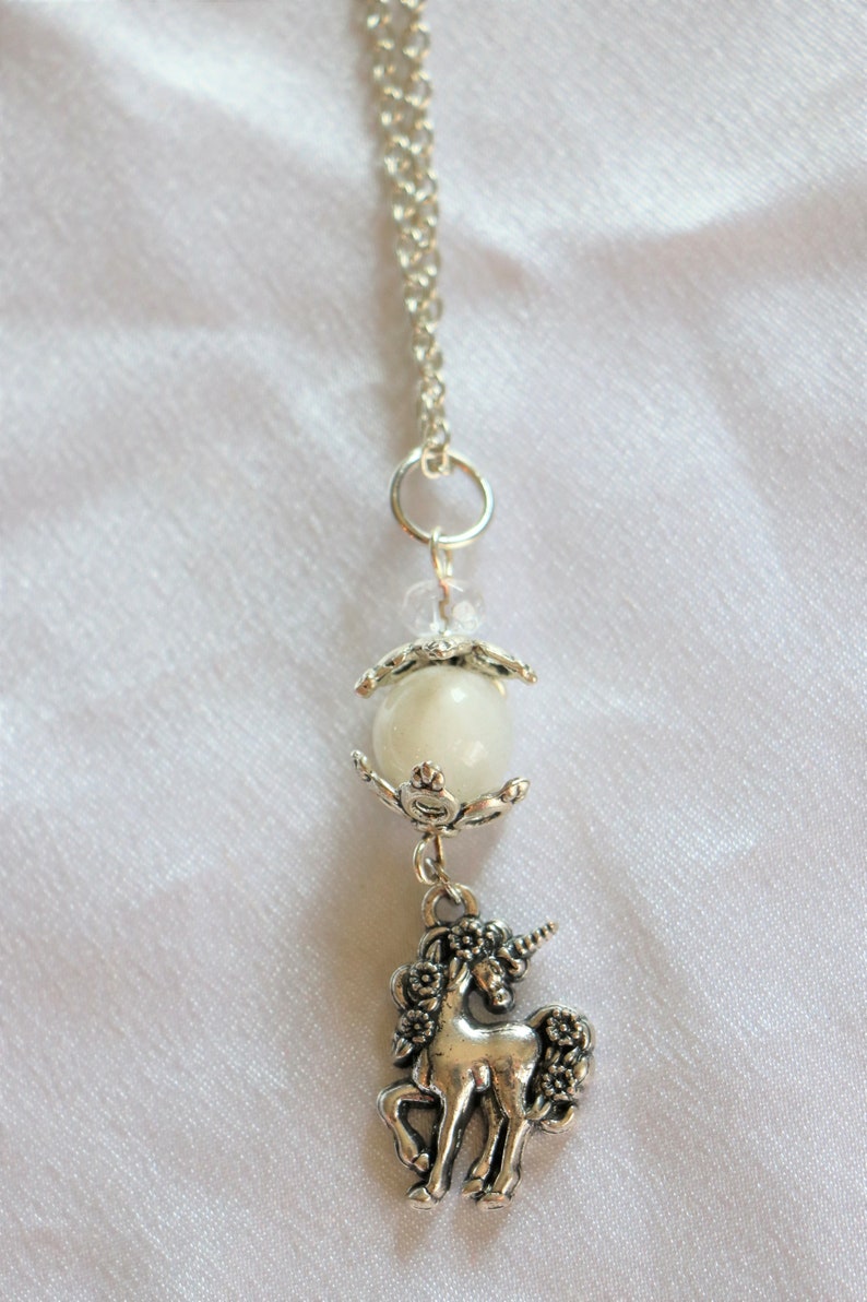 Unicorn Moonstone Crystal Stone Necklace and Earring Set