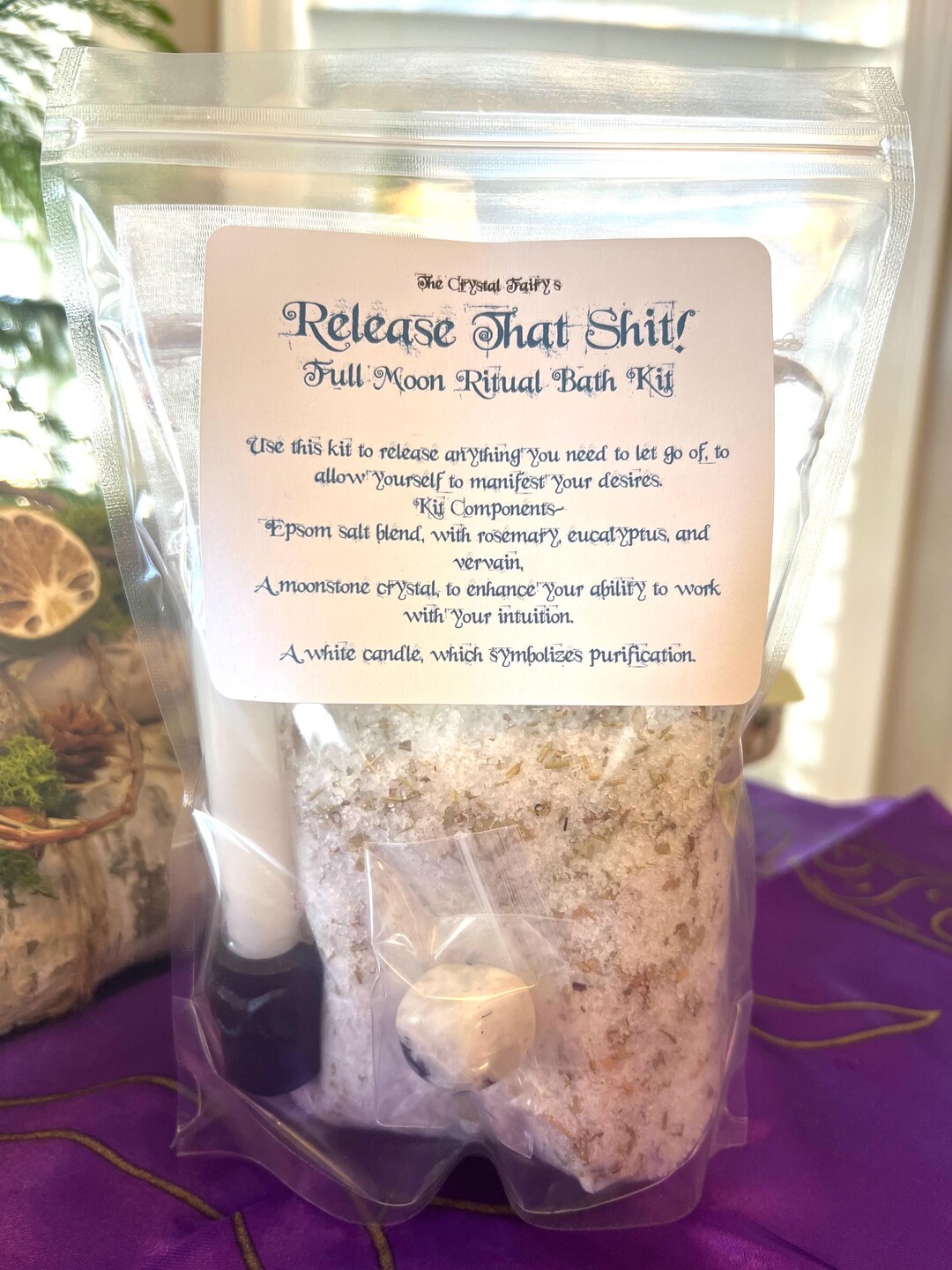 Full Moon Ritual Bath Kit: Epsom Salts, Moonstone, Candle - Etsy