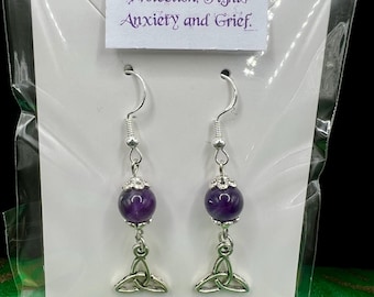 Triquetra Gemstone Crystal Earrings