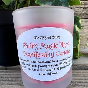 Love Manifesting Fairy Magic Candle, Spell Candle, Crystal Candle