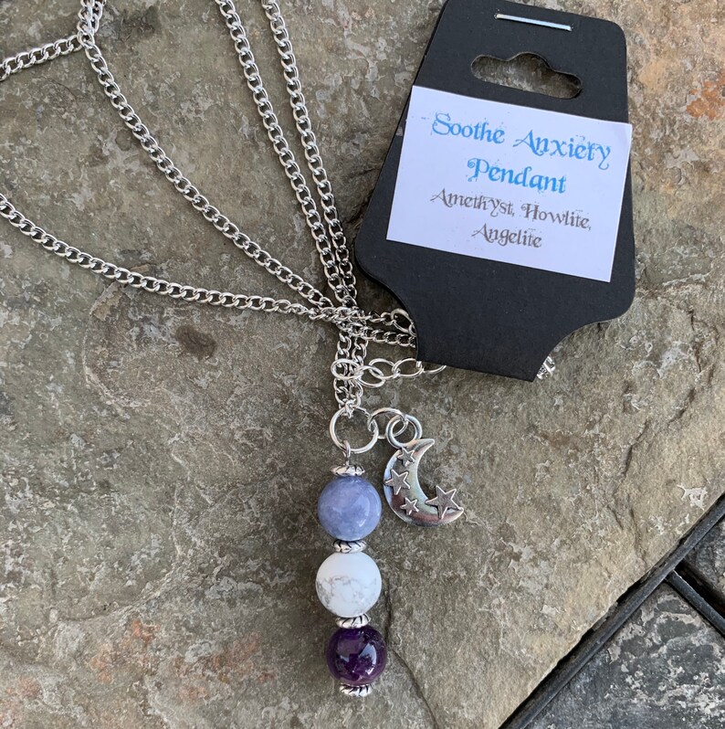 Soothe Anxiety Pendant // Crystal Stone Pendant // Anti Stress Etsy