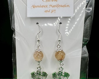 Dragon Gemstone Crystal Earrings