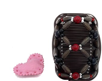 Beaded Wooden Hair Comb, Bun Maker, Handmade in USA