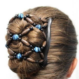 木製ヘアバンメーカー、ポニーテール、ヘアクリップ、毎日のヘア、木製ビーズ付きダブルコームはどんなタイプの髪にもフィットします