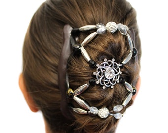 Handmade Silver Crystal Hair Comb, Bridal Updo Barrette