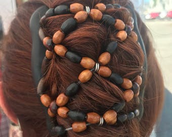 Wooden Bead Comb for Holding Any Type of Hair All Day, Very Light Hair Accessory for Women