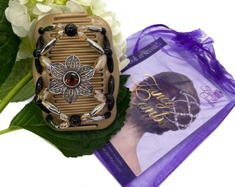 Beaded Hair Comb, Bun Maker, French Twist Barrette, Wedding Accessory