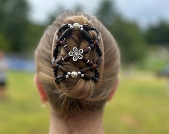 Floral Hair Comb Accessories– Stretch Double Comb for Secure Updos – Women’s Hair Gift, For Average, Thick, and Long Hair.
