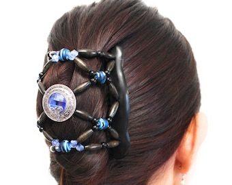 Interlocking Hair Comb In Clear With Silver Lining And Silver Etsy