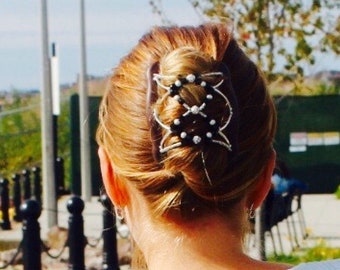 Handmade Beaded Hair Clip, Fine Hair, Bun Maker, USA