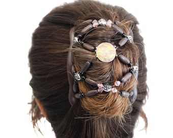 Fancy Combs Pink Hair Clip Bun Holder, Double Magic Stretchy Styling Accessory, Secure hold for Any Type of Hair, Better than Hair Claw Clip