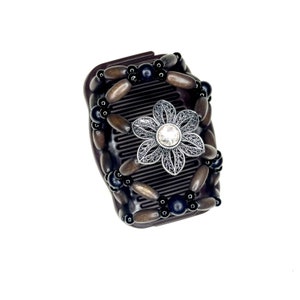Best Bun Holder & French Twist for Thick, Thin, Long and Shorter Hair, Stretchy Double Combs, Natural Beads, Gift for Her.