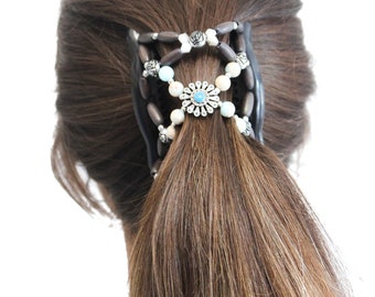 Handmade Beaded Hair Comb Clip, Updo Bun Maker