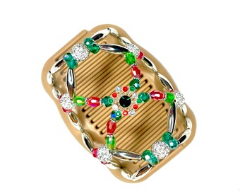 Christmas Stocking Stuffer, Party Hair Decoration Stretchy Magic Hair Comb Clip, Hair Accessory for Women and Girls in Red and Green Color,