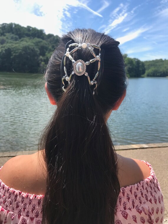 Pearl Hair Barrette, Silver Plated Wedding Hair Comb  display picture 1