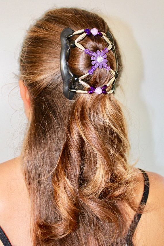 Elastic Hair Comb Decorative Flower 