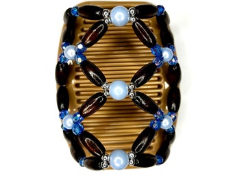 Beaded Double Hair Comb, French Twist Bun Maker, Handmade USA