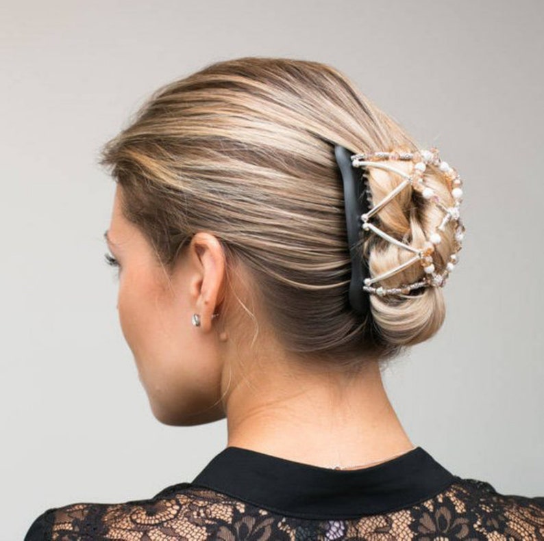 Women Hair Clip For Folding Updo French Twist Bun Holder Double Combs With Elastic And Interlocking System To Holding Hair Up All Day