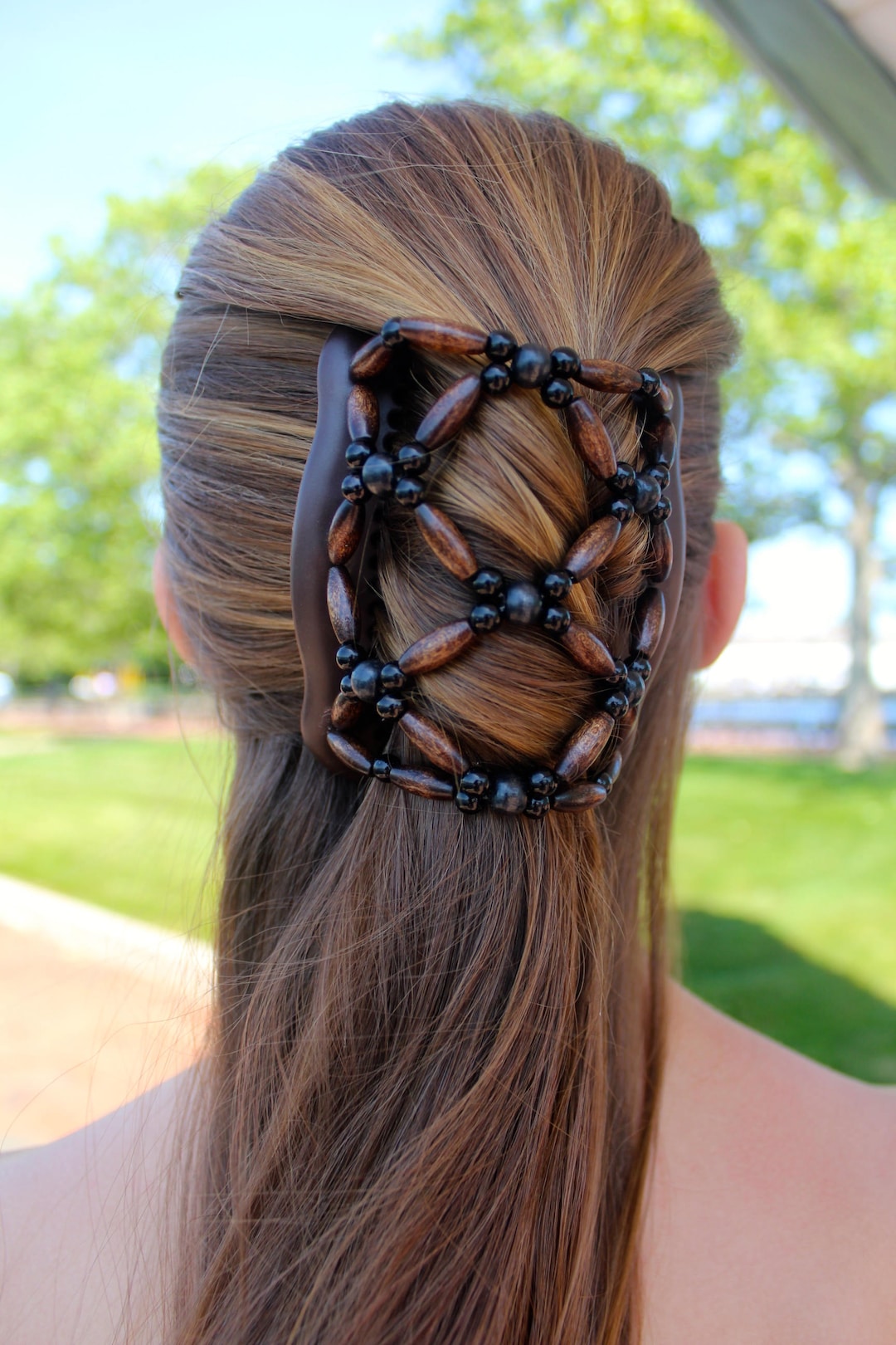Nwt free People‎ Brown Beaded hair clips Mauvine Braid In Clip | Free People main image 3