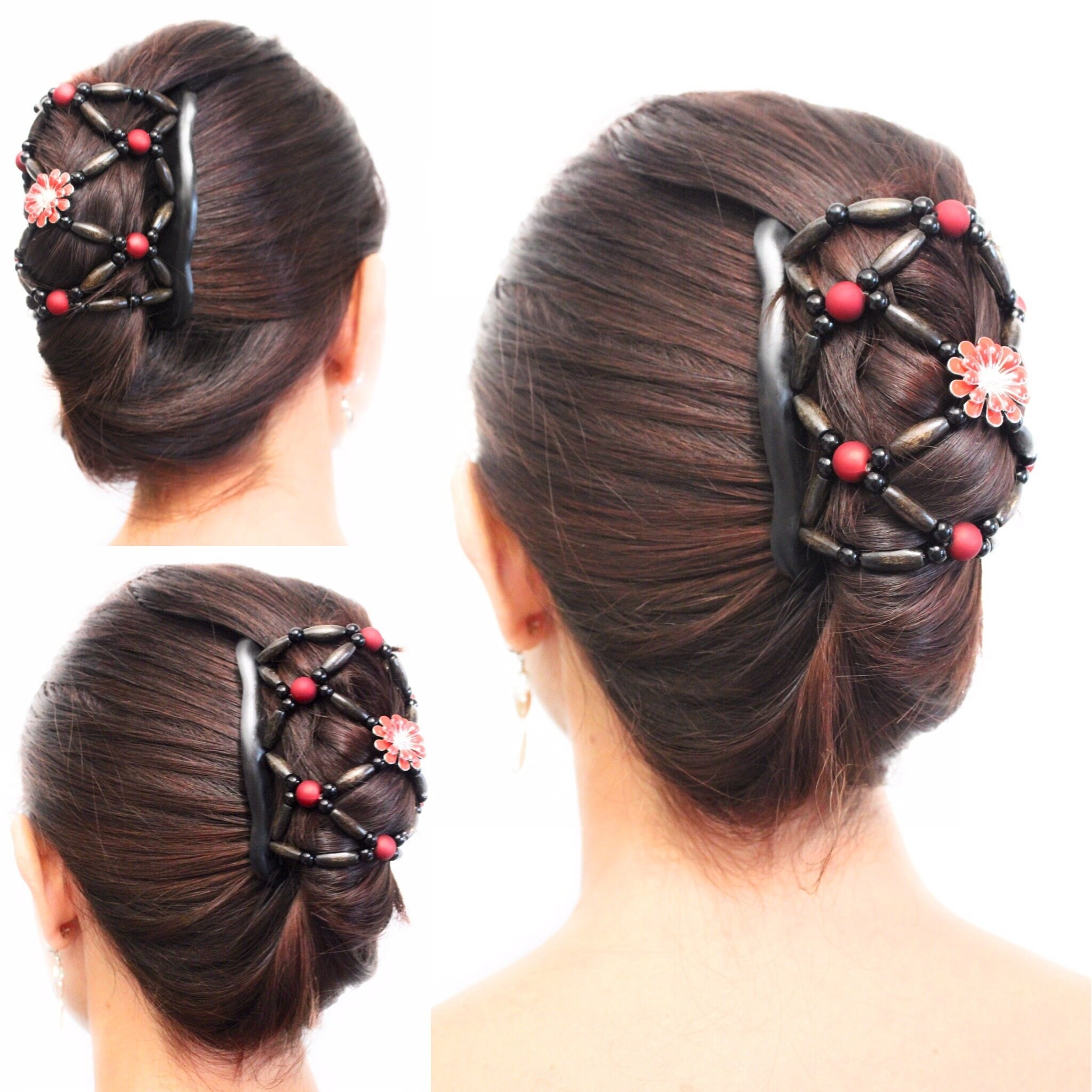 Hair Jewelry Red Flower Hair Clip For Thick Long And Average Etsy