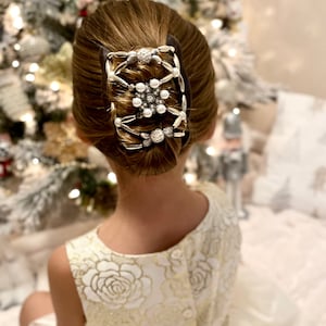 女性と女の子へのクリスマスプレゼント、細い髪、太い髪、長い髪、短い髪のタイプに適した装飾的な両面ヘアコームクリップ、お団子ホルダー、爪クリップ