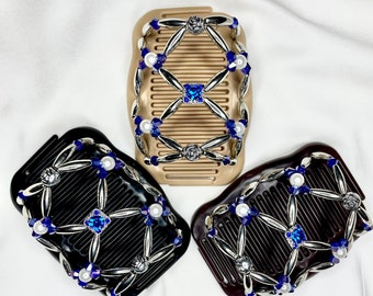 Hair Accessories for Women, Decorative Claw Clip, Magic Double Combs with Swarovski Stone, Works for Any Type of Hair.