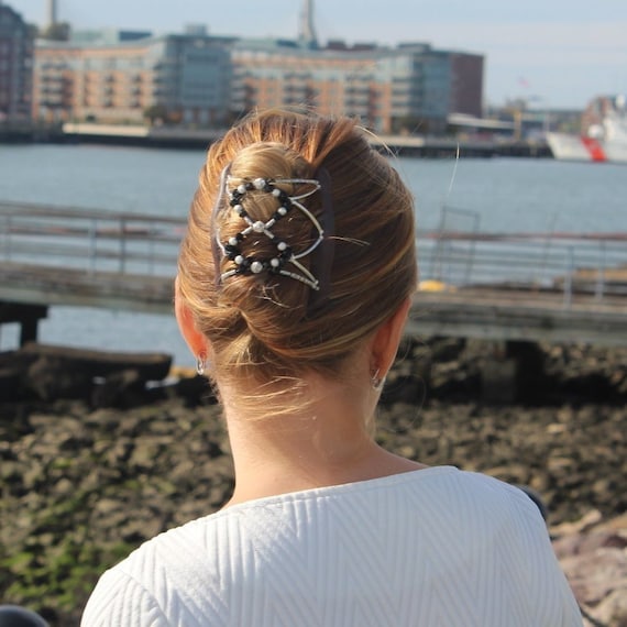 Magic Hair Clip Black Silver Crystal Color Classy Style Etsy