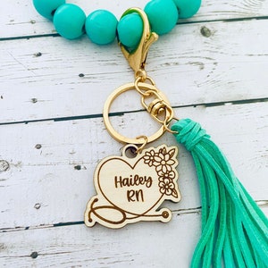 stethoscope name Nurse gift  wristlet,  bracelet, keyring, personalized with name and nurse design, RN,LPN, Nurse, DR