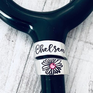 Stethoscope ID tag - nurse gift with birthstone - student nurse gift - stethoscope name tag - stethoscope personalized name tag - custom mad