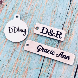 custom engraved tag, personalized tag, choose your wording, name, date, wording, stainless steel tag, personalized