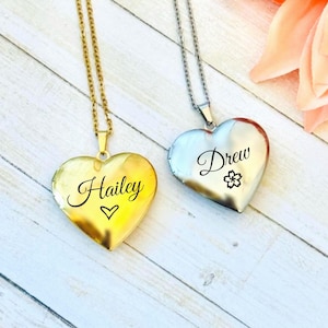 Personalized locket, heart shape, With name and design, photo inside, Great gift, photo gift, loved ones in locket, stainless steel