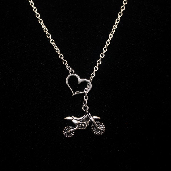 Dirtbike rider Lariat Necklace -  Motor cross rider - dirt bike rider