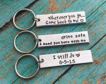 Customized Hand Stamped Keychain Personalized Gift You Choose Wording Custom Present