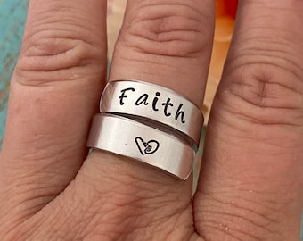 Faith  - hand stamped ring - very sturdy ring - great gift - fun piece of jewelry