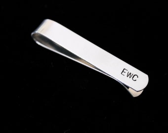Tie Clip - Monogramed Personalized Tie Clip or choose your own wording-  Hand stamped -  great for a gift
