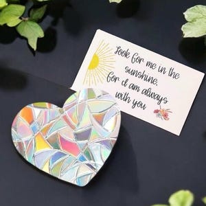 attrape-soleil coeur cadeau de sympathie, carte poème attrape-soleil commémoratif, cadeau de sympathie, perte de maman, mère, papa, frère, soeur, ami