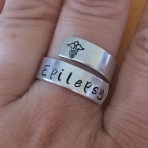 Medical alert ring Hand stamped Allergy Custom made to your medical alert medical conditions image 3