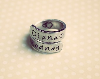 Personalized ring  - hand stamped ring - very sturdy ring - great gift - fun piece of jewelry name ring, childrens, couple wife mother