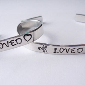 Mother and Daughter bracelet set - LOVED  - Stamped cuff bracelets