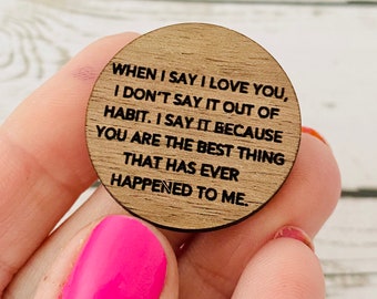 Personalized pocket coin , love token, pocket pebble,  your personalized saying engraved onto it- pocket coin - keepsake - valentines gift