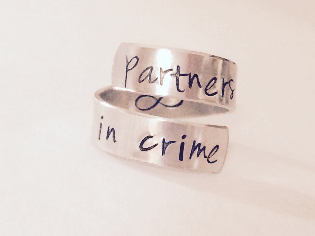 Partners in Crime Ring - Hand Stamped Ring - Very Sturdy Ring - Great ...
