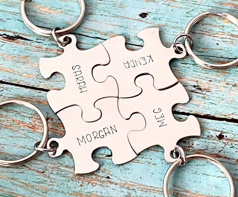 Personalized Puzzle Keychains Friends Keychain Puzzle Piece Etsy