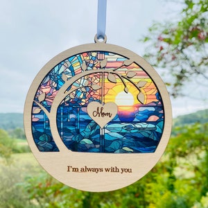 Cadeau de sympathie, attrape-soleil commémoratif, cadeau de sympathie, perte d'une maman, d'une mère, d'un papa, d'un frère, d'une soeur, d'un ami. Carte personnalisée avec nom, poème