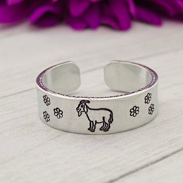 Goat ring, inspirational , keep going , you got this, daily reminder hand stamped ring, aluminum ring, inspirational