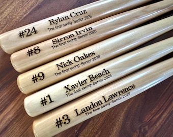 Senior Baseball Bat, Team Bat, Player  gift, end of season gift, team gift, trophy, baseball players or coach gift, baseball coach gift