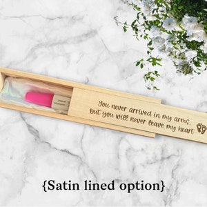 Caja de recuerdo de pérdida de bebé, bebé con aborto espontáneo, aborto espontáneo conmemorativo, caja de prueba de embarazo grabada en recuerdo de pérdida de bebé, caja de recuerdo de prueba