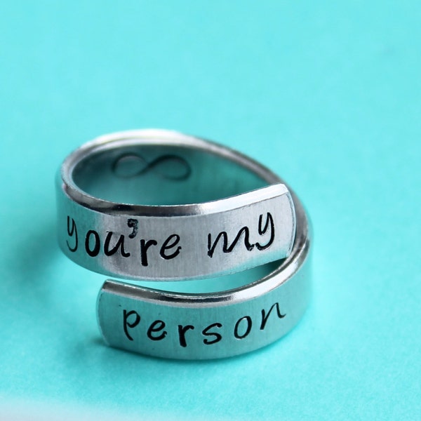 You're my person - hand stamped ring - very sturdy ring - great gift - fun piece of jewelry